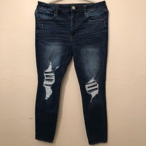 Dark Wash High-Waisted Ripped Jeggings